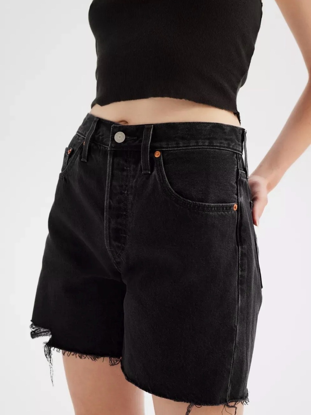 Levi’s 501 Mid-Thigh Denim Short in Black 28